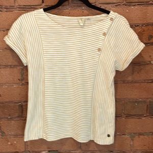 Roxy Girl Short Sleeve Top Tan & White Stripe 12